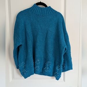 NWOT Blue Sweater with Pearls